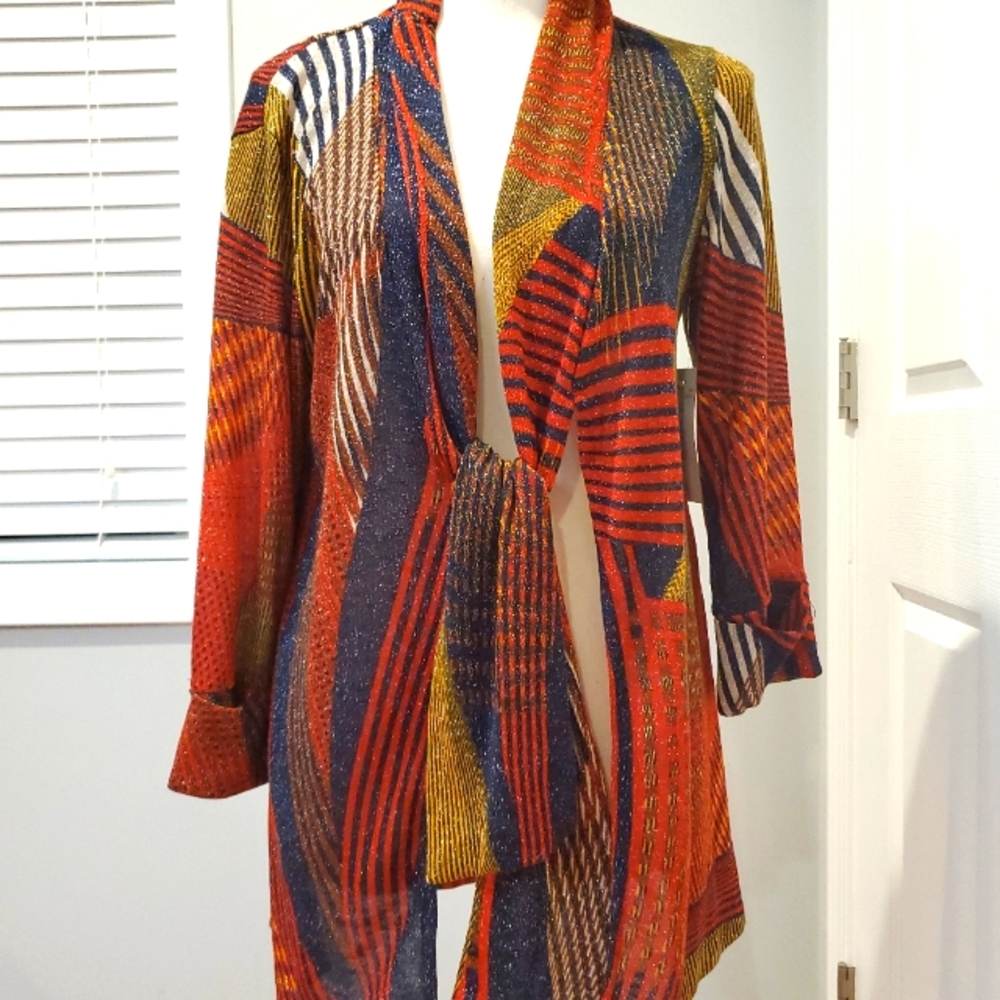 NWT  N Touch Womens Sz S Shimmering Multicolor Tie Front  Cardigan